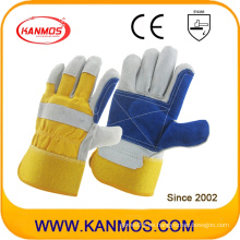 Amarillo azul mano industrial de cuero de vaca de seguridad de cuero dividido guantes (110162)